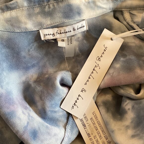 Young Fabulous & Broke Tie-Dye Wrap Top Small NWT Womens Blue & Purple Blouse - Picture 3 of 8